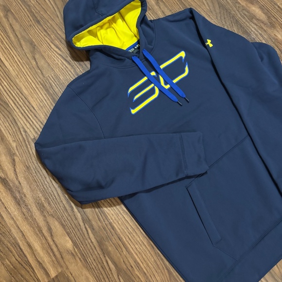 Under Armour * Steph Curry Pullover Sweatshirt Hoodie * Blue & Gold Size 2XL - Picture 4 of 10